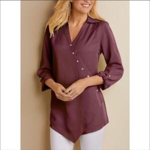 Soft Surroundings Tunic Purple 3/4 Sleeve Medium